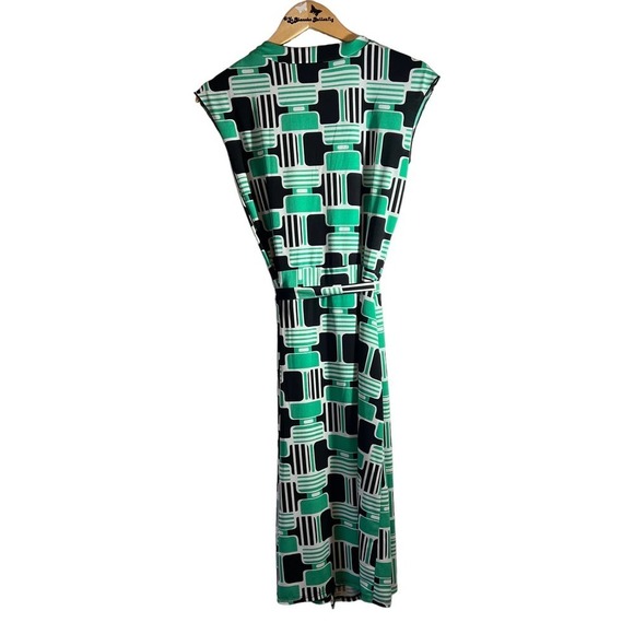 Bisou Bisou Womens Geo Green Large Wrap Dress fits Large - Picture 3 of 4